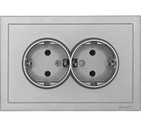 Розетка 2-ая Lezard ZIMA с заземлением, ПБТ, серый матовый, безвинтовой зажим/клемма 704-7400-127BQC