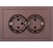 Розетка 2-ая Lezard ZIMA с заземлением, ПБТ, шоколад, безвинтовой зажим/клемма 704-7300-127BQC