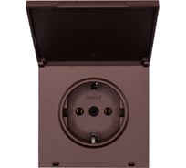 Розетка Lezard ZIMA с заземлением, с крышкой, ПБТ, шоколад, безвинтовой зажим/клемма 704-7388-123BQC