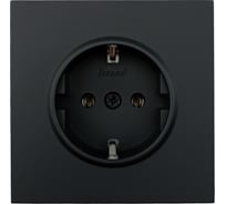 Розетка Lezard ZIMA с заземлением, ПБТ, черный бархат, безвинтовой зажим/клемма 704-4288-122BQC