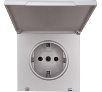 Розетка Lezard ZIMA с заземлением, с крышкой, ПБТ, серый матовый, безвинтовой зажим/клемма 704-7488-123BQC