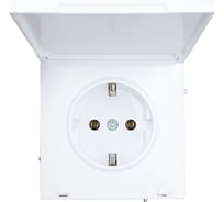 Розетка Lezard ZIMA с заземлением, с крышкой, ПБТ, белая, безвинтовой зажим/клемма 704-0288-123BQC
