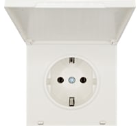Розетка Lezard ZIMA с заземлением, с крышкой, ПБТ, слоновая кость, безвинтовой зажим/клемма 704-9088-123BQC