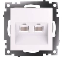 Механизм розетки компьютерной 2-местной STEKKER RJ-45, GLS00-7109-01, серия Катрин, белый, 50003