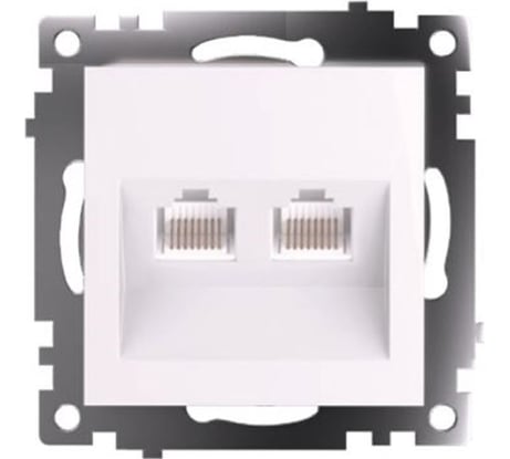 Механизм розетки компьютерной 2-местной STEKKER RJ-45, GLS00-7109-01, серия Катрин, белый, 50003