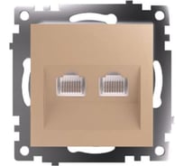 Механизм розетки компьютерной 2-местной STEKKER RJ-45, GLS00-7109-08, серия Катрин, золото, 50009