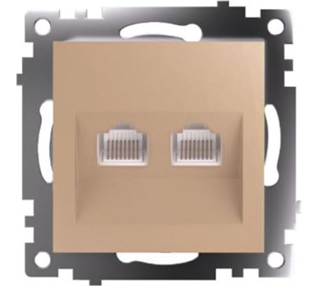 Механизм розетки компьютерной 2-местной STEKKER RJ-45, GLS00-7109-08, серия Катрин, золото, 50009