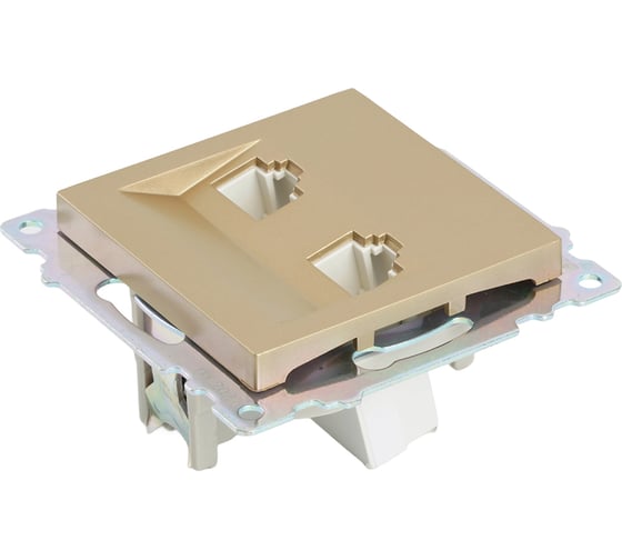 Механизм розетки компьютерной 2-местной STEKKER RJ-45, GLS00-7109-08, серия Катрин, золото, 50009