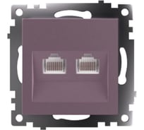 Механизм розетки компьютерной 2-местной STEKKER RJ-45, GLS00-7109-04, серия Катрин, шоколад, 50006