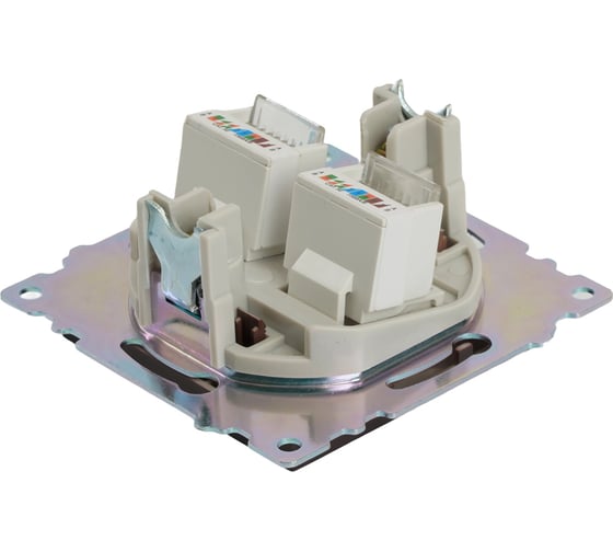 Механизм розетки компьютерной 2-местной STEKKER RJ-45, GLS00-7109-04, серия Катрин, шоколад, 50006