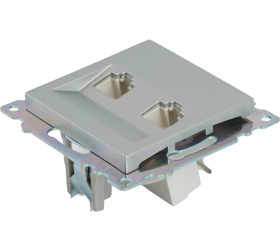 Механизм розетки компьютерной 2-местной STEKKER RJ-45, GLS00-7109-03, серия Катрин, серебро, 50005