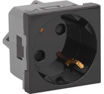 Розетка модульная Рувинил с заземляющим контактом и шторками, 45x45мм, черная, отверстия под углом 45 градусов, 10 шт АДЛ 13-910-Ч