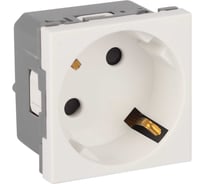 Розетка модульная Рувинил с заземляющим контактом и шторками, 45x45мм, белая, отверстия под углом 45 градусов, 10 шт АДЛ 13-910