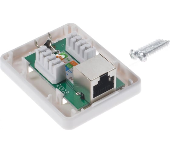 Экранированная компьютерная розетка Retic на 1 порт RJ-45, 8p8c, cat. 5e, на плате 100 шт J-8P8C-C5e-SH-1P-TWCS/100