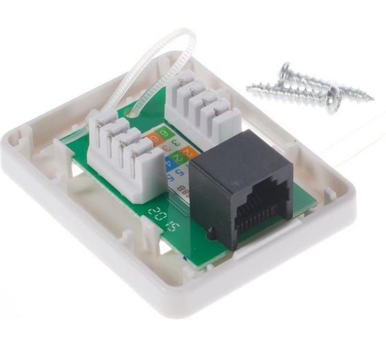 Компьютерная розетка Retic на 1 порт RJ-45, 8p8c, cat. 6, на плате 100 шт J-8P8C-C6-1P-TWCS/100