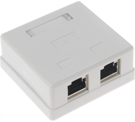 Экранированная компьютерная розетка Retic на 2 порта RJ-45, 8p8c, cat. 6, на плате 10 шт J-8P8C-C6-SH-2P-TWCS/10