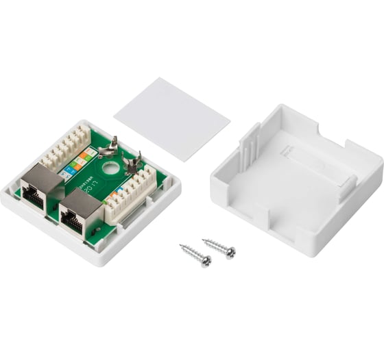 Экранированная компьютерная розетка Retic на 2 порта RJ-45, 8p8c, cat. 6, на плате 100 шт J-8P8C-C6-SH-2P-TWCS/100
