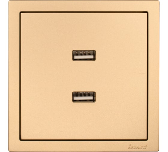 Розетка 2-ая USB разъем Lezard ZIMA золото 704-3688-192