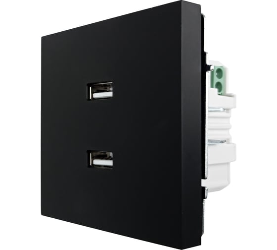 Розетка 2-ая USB разъем Lezard ZIMA черный бархат 704-4288-192