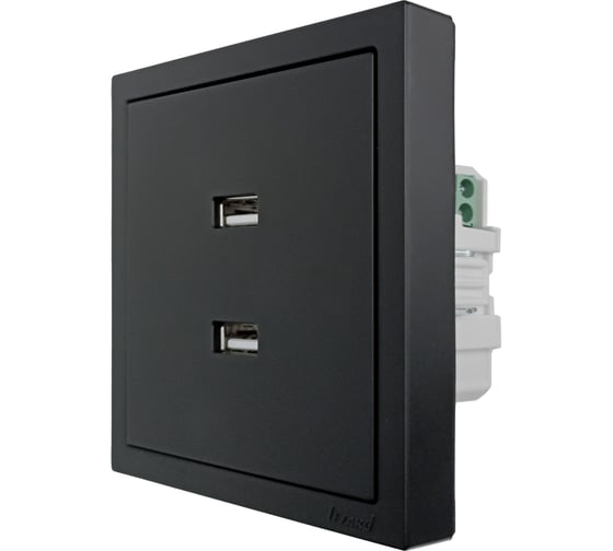 Розетка 2-ая USB разъем Lezard ZIMA черный бархат 704-4288-192