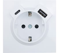 Розетка Lezard ZIMA с заземлением TC + USB разъем, белая 704-0288-181TC