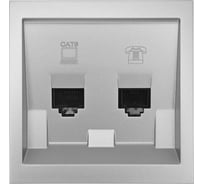 Розетка Lezard ZIMA компьютер+телефон, серый матовый, с модулем Cat 6 704-7488-144