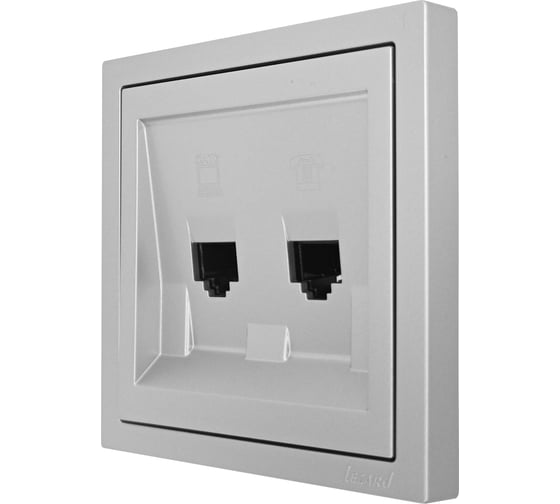 Розетка Lezard ZIMA компьютер+телефон, серый матовый, с модулем Cat 6 704-7488-144