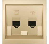 Розетка Lezard ZIMA компьютер+телефон, золото, с модулем Cat 6 704-3688-144