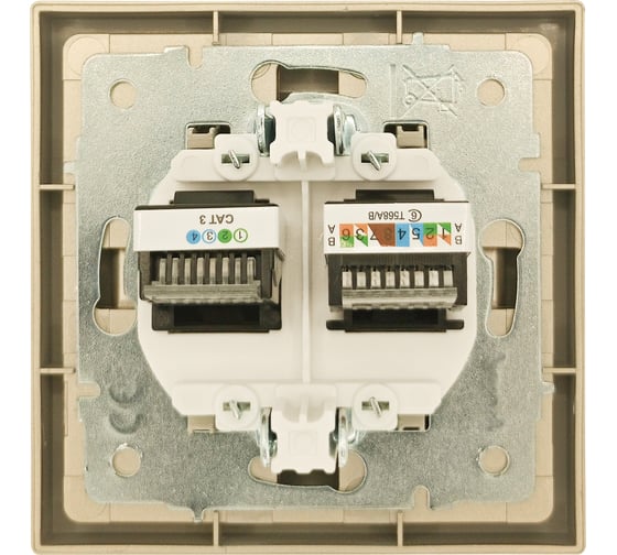 Розетка Lezard ZIMA компьютер+телефон, золото, с модулем Cat 6 704-3688-144