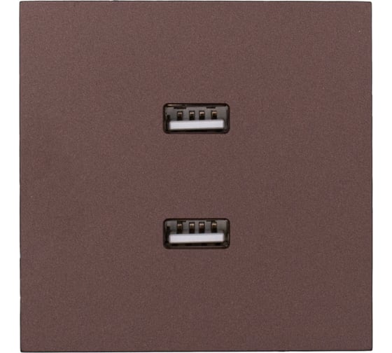 Розетка 2-ая USB разъем Lezard ZIMA шоколад 704-7388-192