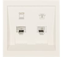 Розетка Lezard ZIMA компьютер+телефон, слоновая кость, с модулем Cat 6 704-9088-144