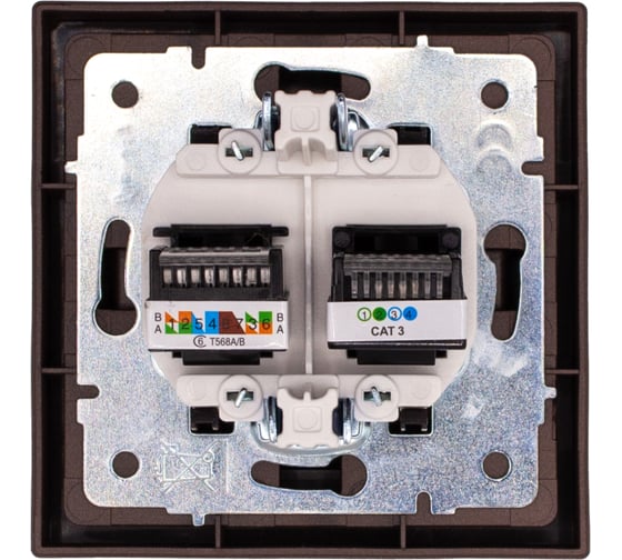 Розетка Lezard ZIMA компьютер+телефон, шоколад, с модулем Cat 6 704-7388-144
