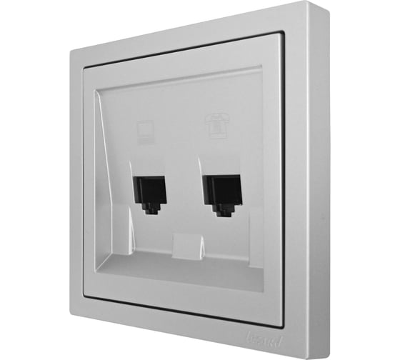Розетка Lezard ZIMA компьютер+телефон, серый матовый 704-7488-143
