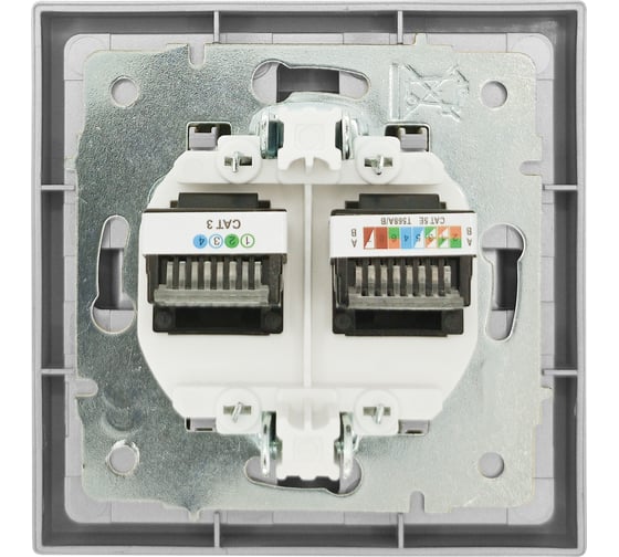 Розетка Lezard ZIMA компьютер+телефон, серый матовый 704-7488-143