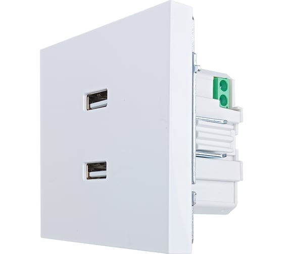 Розетка 2-ая USB разъем Lezard ZIMA белая 704-0288-192