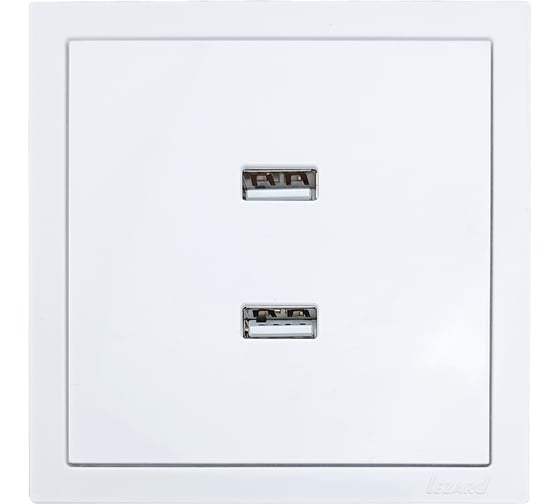 Розетка 2-ая USB разъем Lezard ZIMA белая 704-0288-192