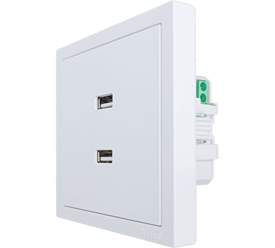 Розетка 2-ая USB разъем Lezard ZIMA белая 704-0288-192