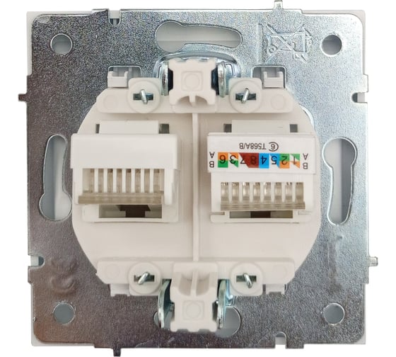 Розетка Lezard ZIMA компьютер+телефон, белая, с модулем Cat 6 704-0288-144