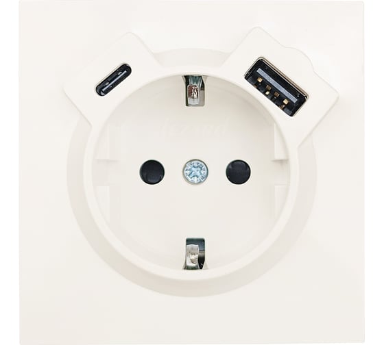 Розетка Lezard ZIMA с заземлением TC + USB разъем, слоновая кость 704-9088-181TC 1
