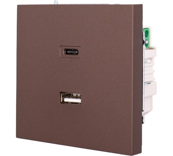 Розетка Lezard ZIMA TC+ USB разъем, шоколад 704-7388-192TC