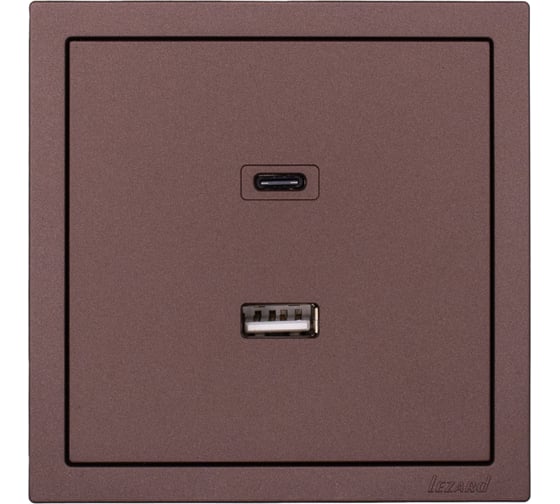 Розетка Lezard ZIMA TC+ USB разъем, шоколад 704-7388-192TC