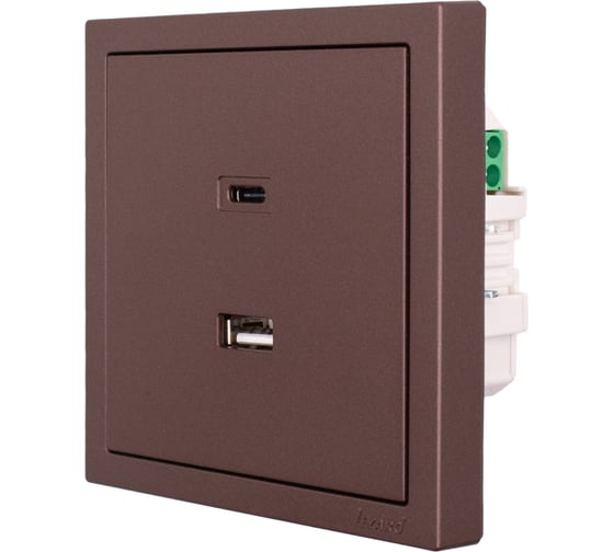 Розетка Lezard ZIMA TC+ USB разъем, шоколад 704-7388-192TC