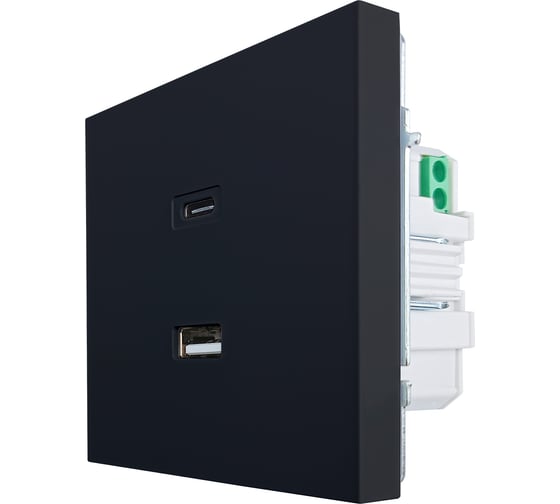 Розетка Lezard ZIMA TC+ USB разъем, черный бархат 704-4288-192TC