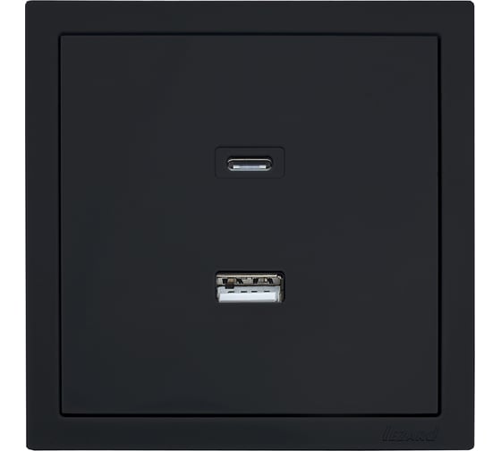 Розетка Lezard ZIMA TC+ USB разъем, черный бархат 704-4288-192TC