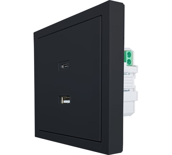 Розетка Lezard ZIMA TC+ USB разъем, черный бархат 704-4288-192TC
