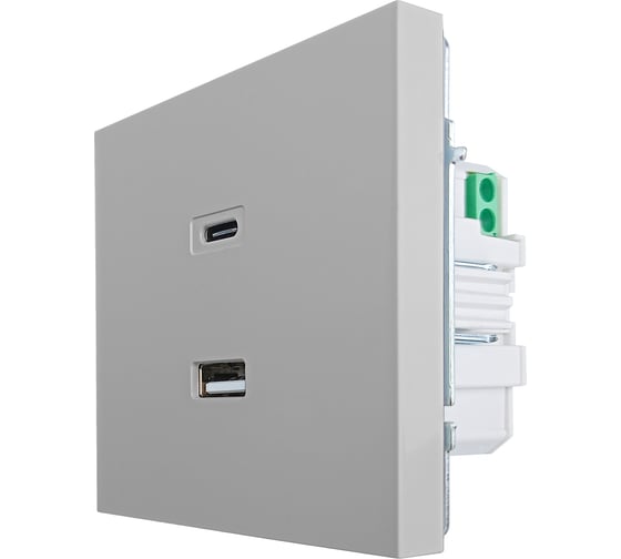 Розетка Lezard ZIMA TC+ USB разъем, серый матовый 704-7488-192TC