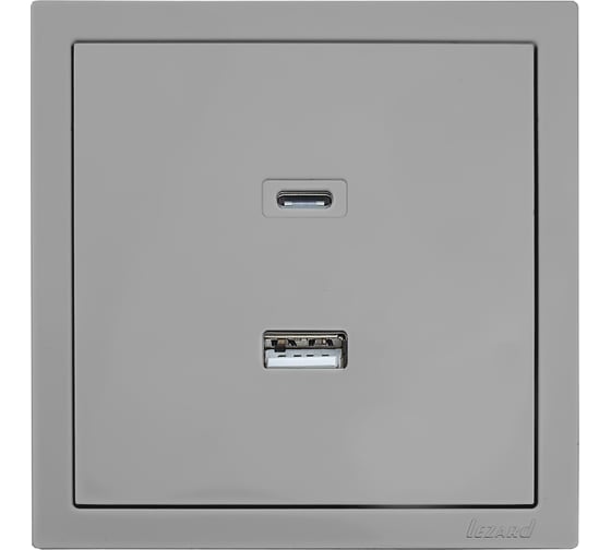 Розетка Lezard ZIMA TC+ USB разъем, серый матовый 704-7488-192TC