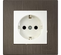 Розетка Luxar Mosaic с/у с з/к белая/титан с рамкой, 250В 16А (20.025.01) 4606400430360