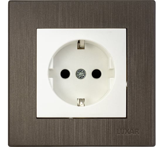 Розетка Luxar Mosaic с/у с з/к белая/титан с рамкой, 250В 16А (20.025.01) 4606400430360