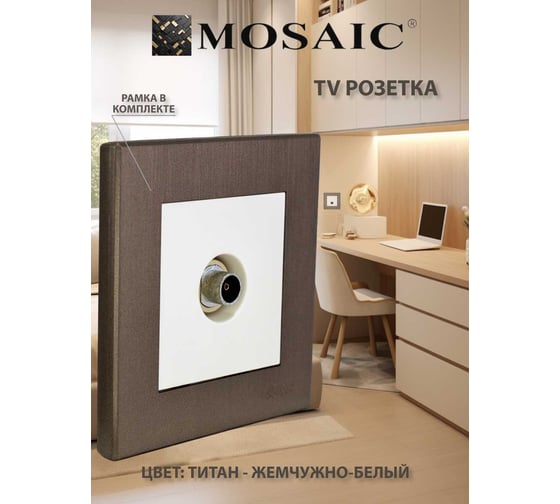 Розетка ТВ Luxar Mosaic с/у оконечная белая/титан с рамкой (20.040.01) 4606400430384